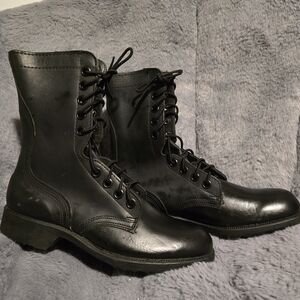 Black Leather Combat Boots